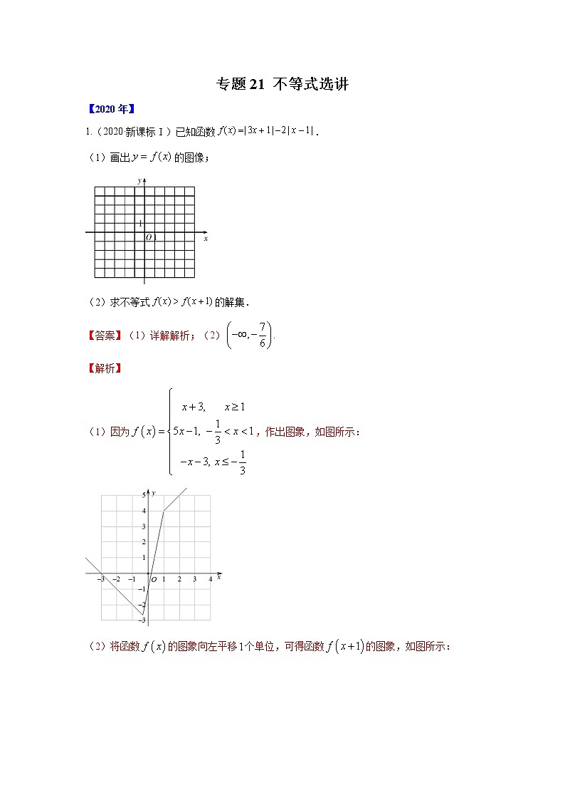 五年高考（2016-2020）高考数学（理）真题分项详解——专题21 不等式选讲01
