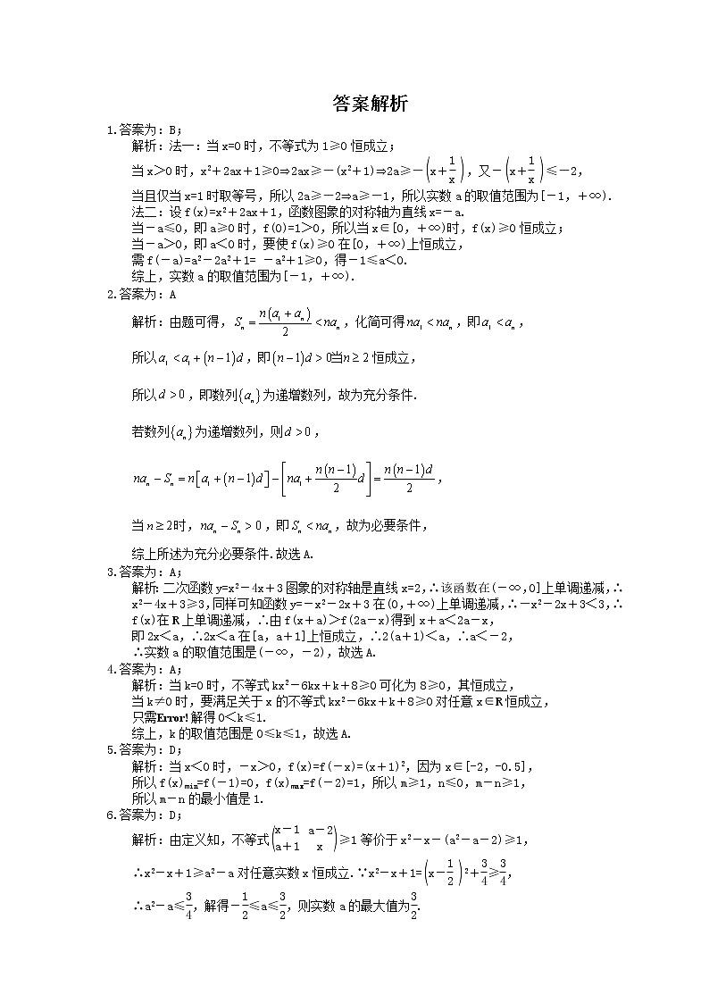 2021年高考数学二轮专题复习《恒成立问题》精选练习(含答案)03