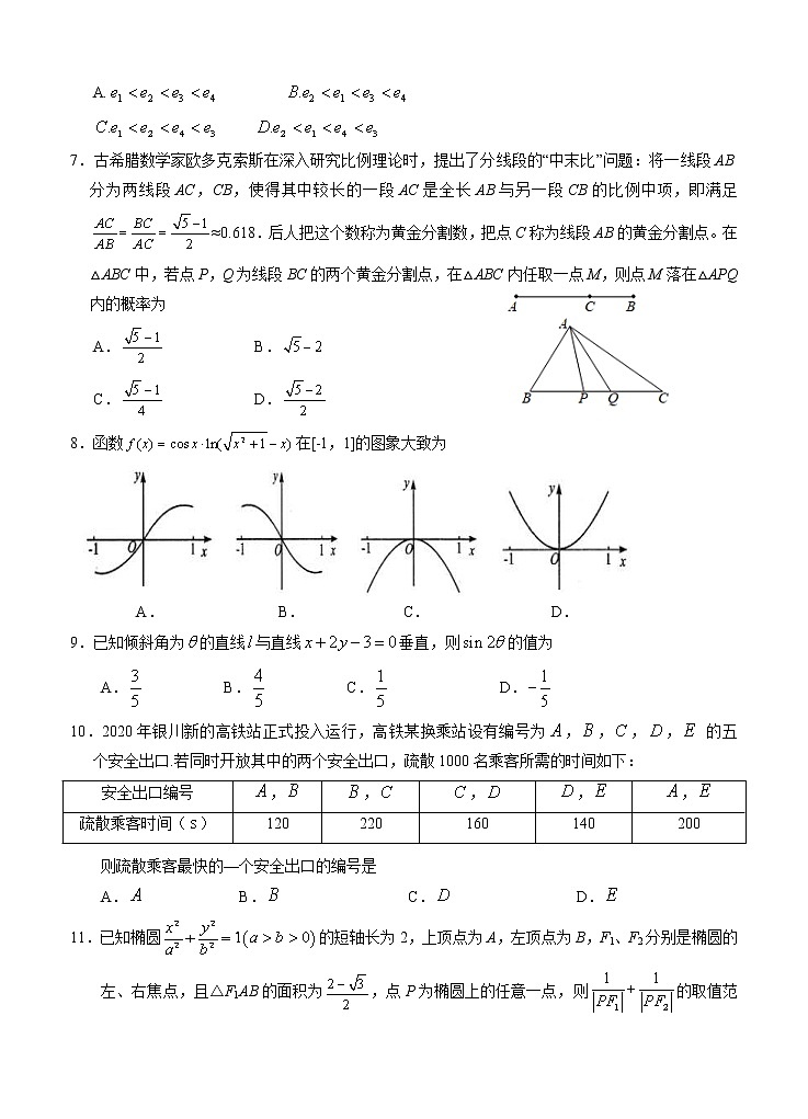 宁夏银川一中2021届高三下学期第二次模拟数学（理）（含答案） 试卷02
