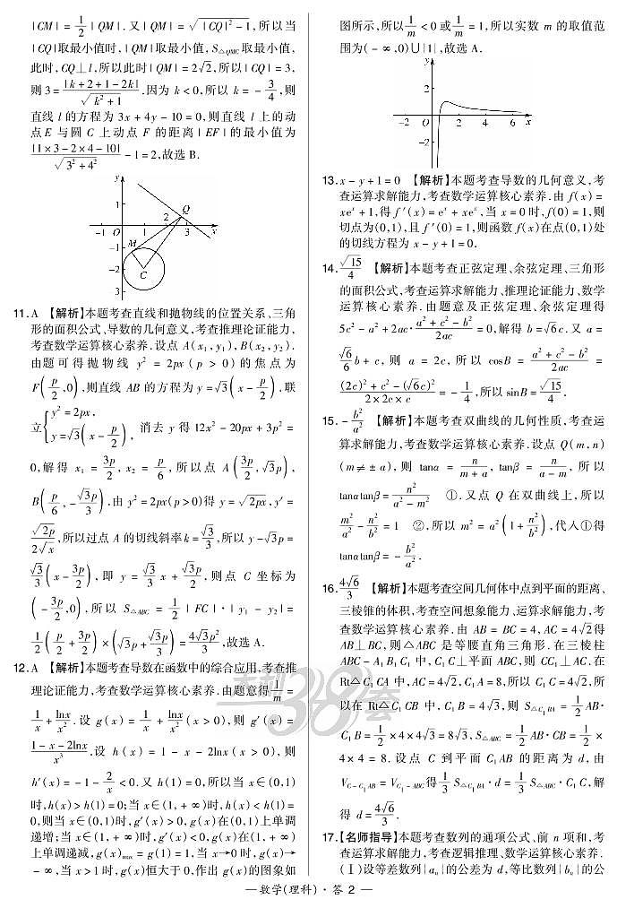 “超级全能生”2021届高三全国卷地区3月联考试题：理数答案解析第2页