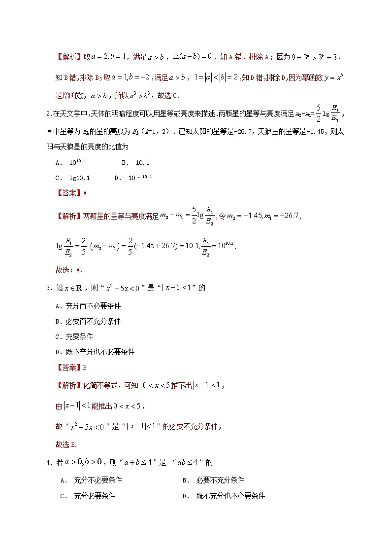 2021年高考数学三轮冲刺训练不等式含解析03