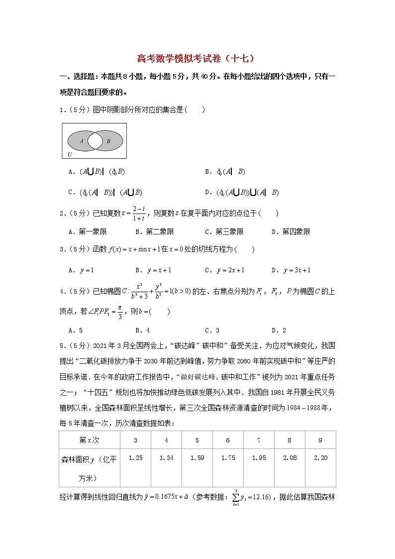 2021年高考数学模拟考试卷十七含解析第1页