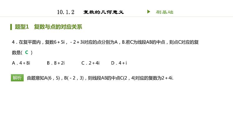 人教B版（2019）高中数学必修第四册 第十章复数10.1.2复数的几何意义 同步刷题 课件（共14张PPT）04