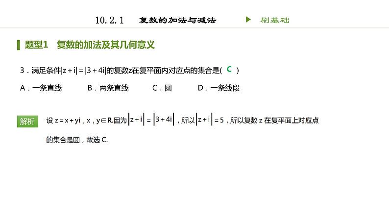 人教B版（2019）高中数学必修第四册 第十章复数10.2.1复数的加法与减法 同步刷题 课件（共16张PPT）03