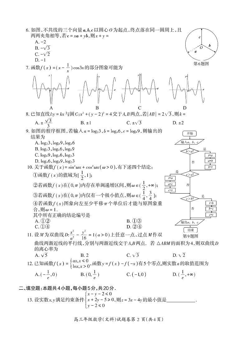 安徽省芜湖市2021届高三下学期5月二模考试 数学（文）（PDF版）第2页