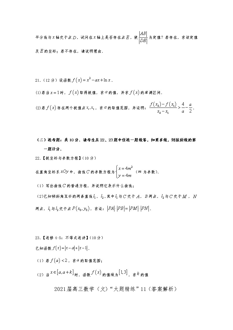 2021届高三文科数学《大题精练》 (11)03