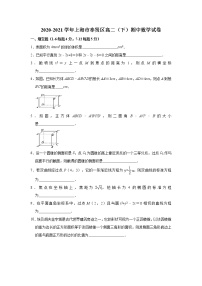 上海市奉贤区2020-2021学年高二下学期期中考试数学试卷（word版 含答案）