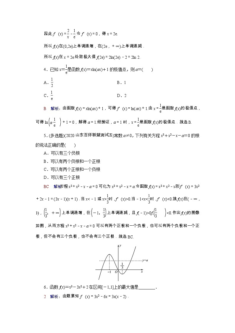 2022版新教材高考数学一轮复习17导数与函数的极值最值训练含解析新人教B版02