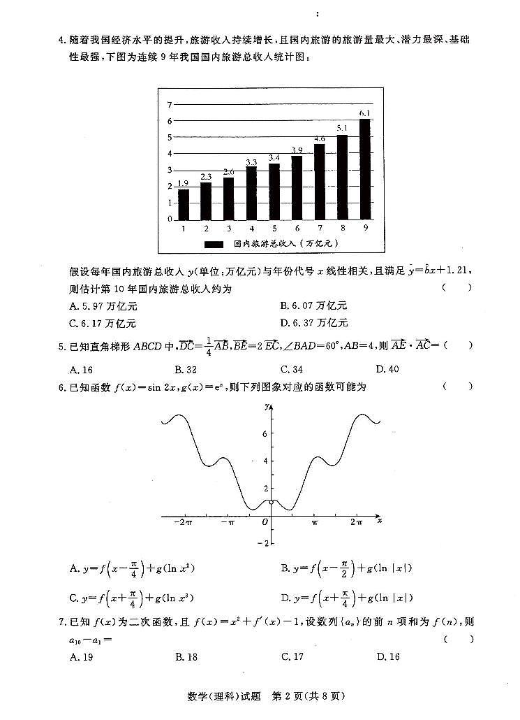 湘豫名校2021届高三名校联考(5月)理数第2页