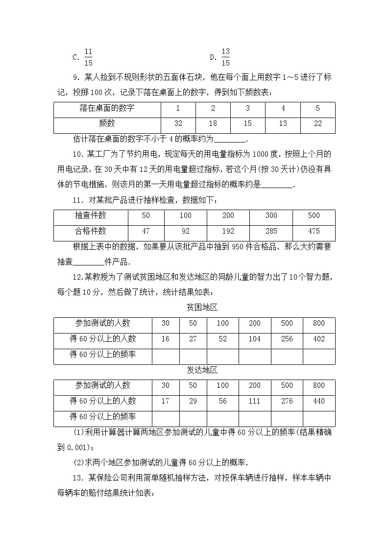 人教B版（2019）高中数学必修第二册 第五章统计与概率5.3.4频率与概率同步习题（含答案）03