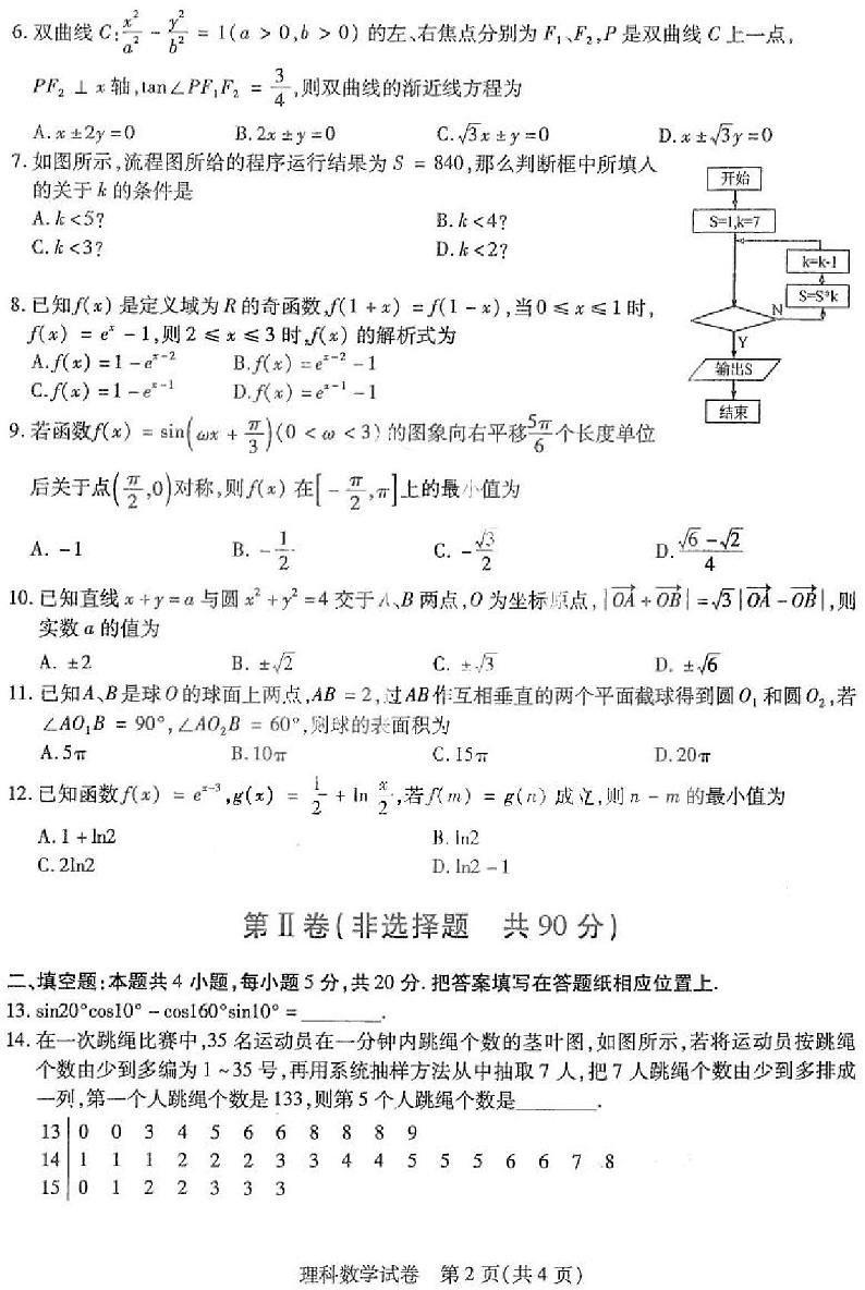 2021东北三省三校二模理数+答案第2页
