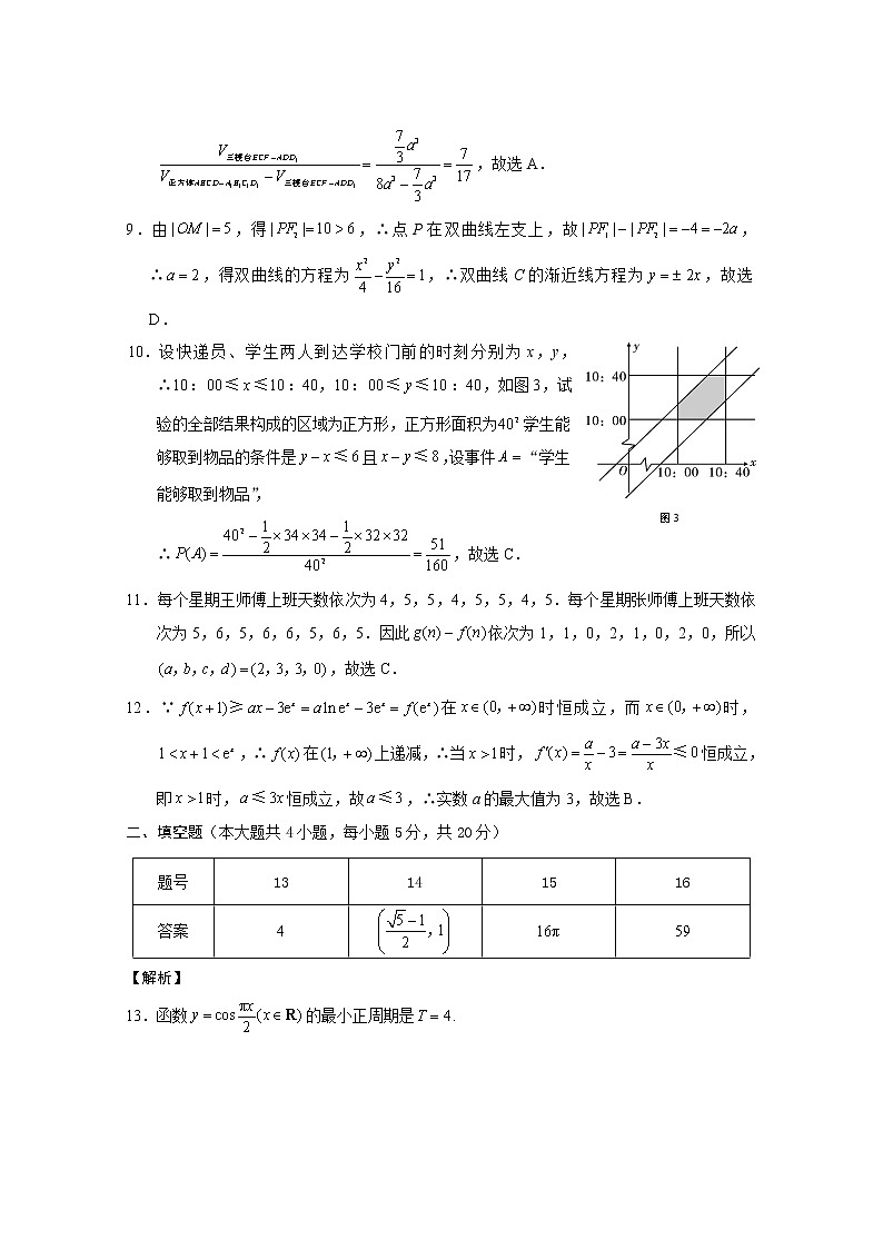 西南名校联盟高考适应性月考卷4月文数-答案第2页