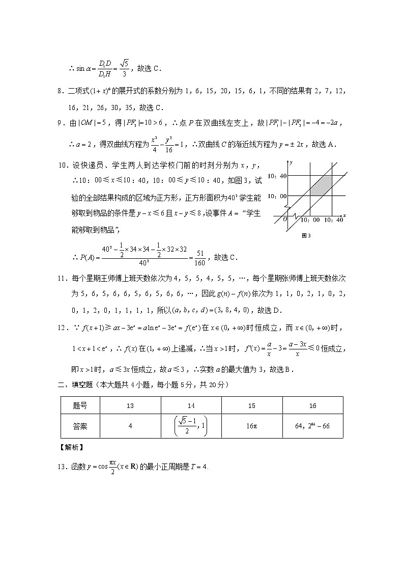 西南名校联盟高考适应性月考卷4月理数-答案第2页