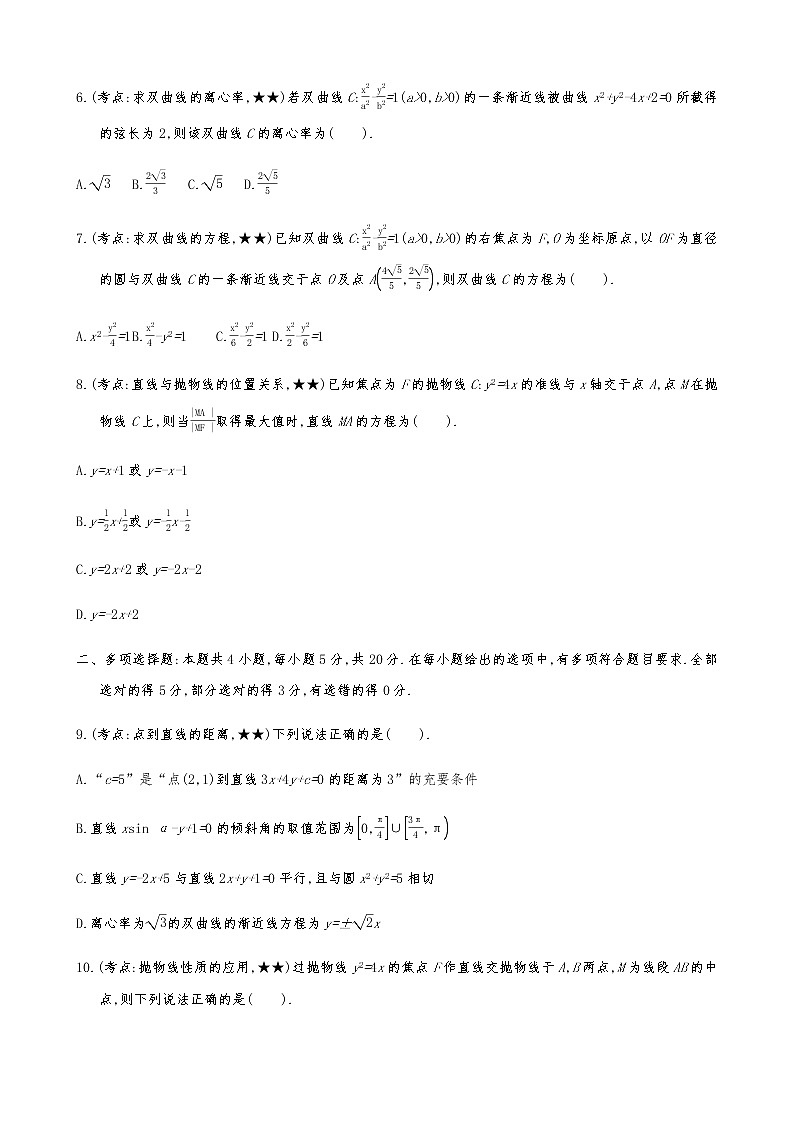 2021届高考数学二轮复习专题小题专练10解析几何(B)第2页