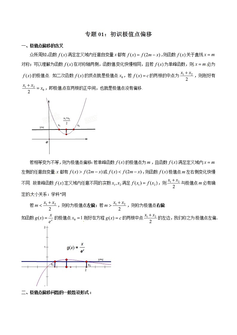 专题1.1 初识极值点偏移-2020届高考数学压轴题讲义(解答题)（解析版）01