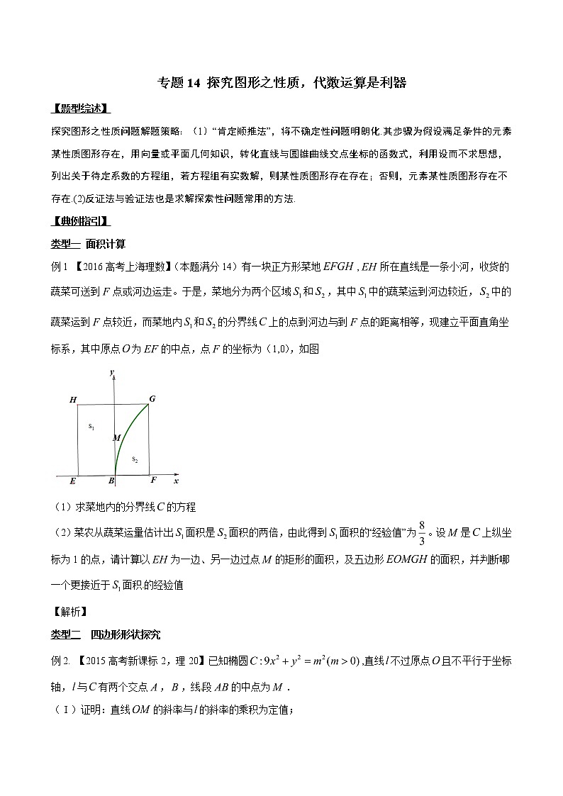 专题3.14 探究图形之性质，代数运算是利器-2020届高考数学压轴题讲义(解答题)（原卷版）01