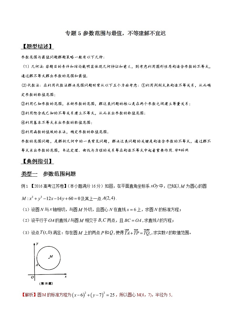 专题3.5 参数范围与最值，不等建解不宜迟-2020届高考数学压轴题讲义(解答题)（解析版）01