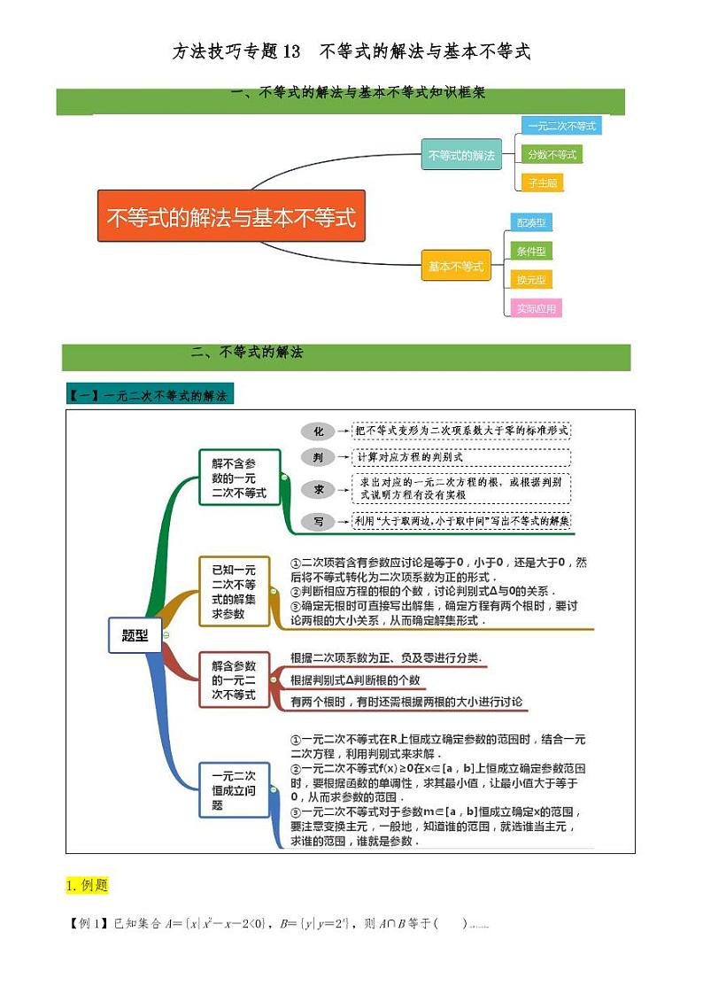 2021高考数学二轮复习专题13 不等式的解法与基本不等式（学生版）第1页