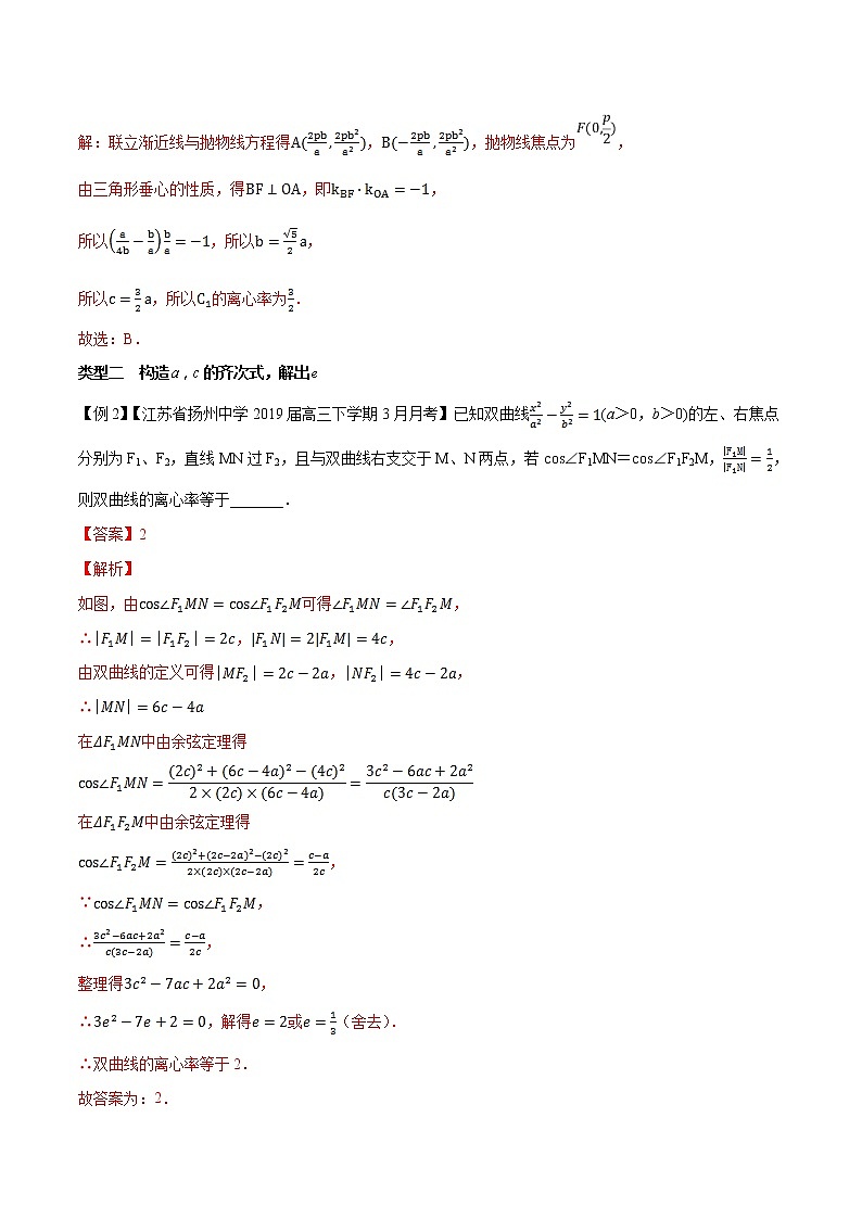 专题5.1 求解曲线的离心率的值或范围问题-2020届高考数学压轴题讲义(选填题)（解析版）03