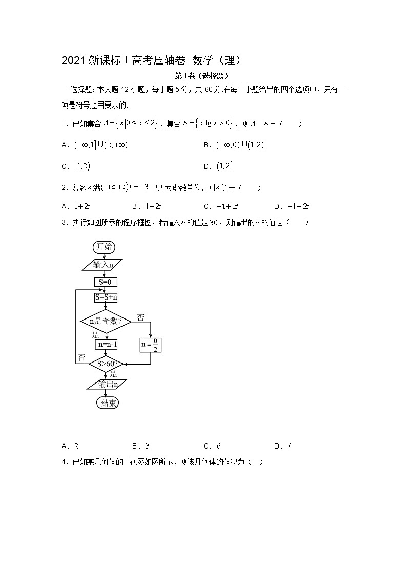 2021届全国卷之Ⅰ高考压轴卷之数学（理）Word版含答案解析第1页
