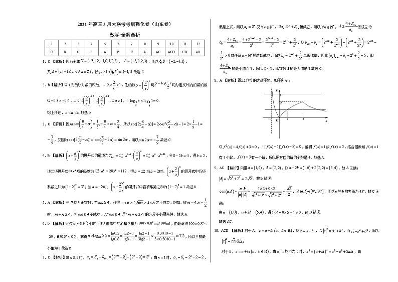 数学-2021年高考高三5月全国大联考考后（强化卷山东卷）含答案解析03