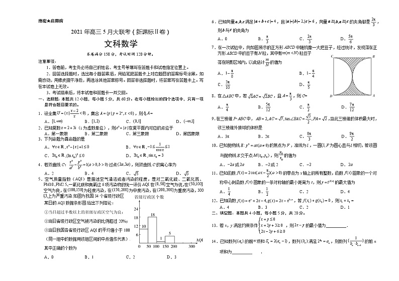 文科数学-2021年高考高三5月全国大联考（新课标Ⅱ卷）含答案解析01