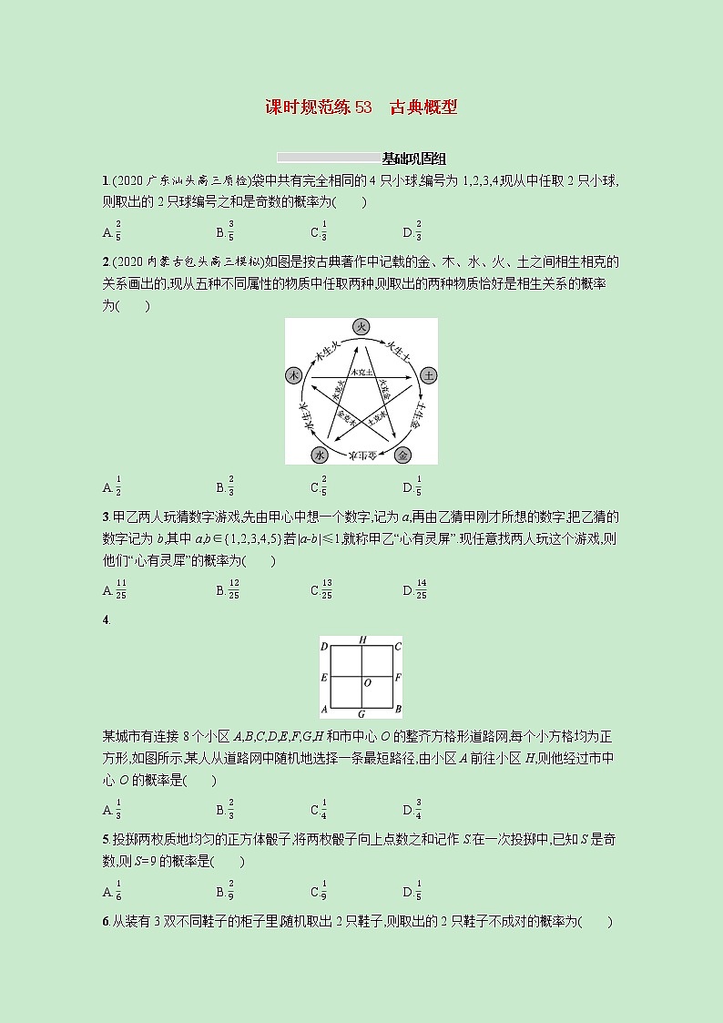 2022高考数学一轮复习课时规范练53古典概型（含解析）第1页