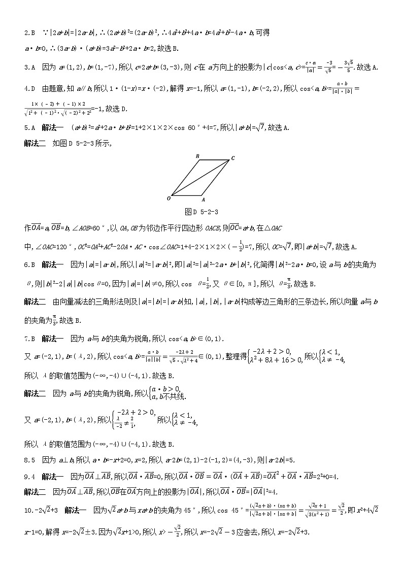 全国统考2022版高考数学大一轮复习第5章平面向量第2讲平面向量的数量积及应用2备考试题（含解析）03
