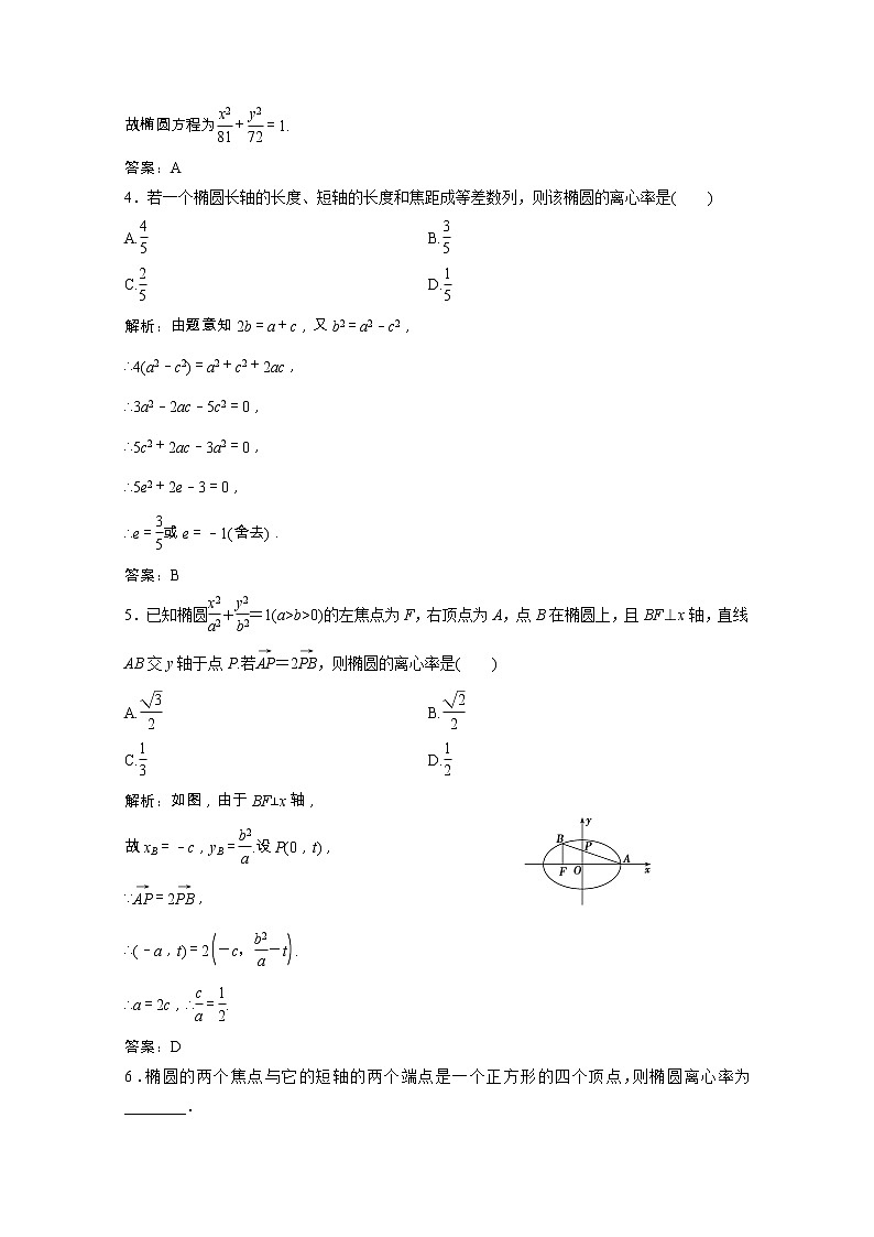 新人教A版 选修1 高中数学第二章圆锥曲线与方程2.1.2第1课时椭圆的简单几何性质课时跟踪训练（含解析）02