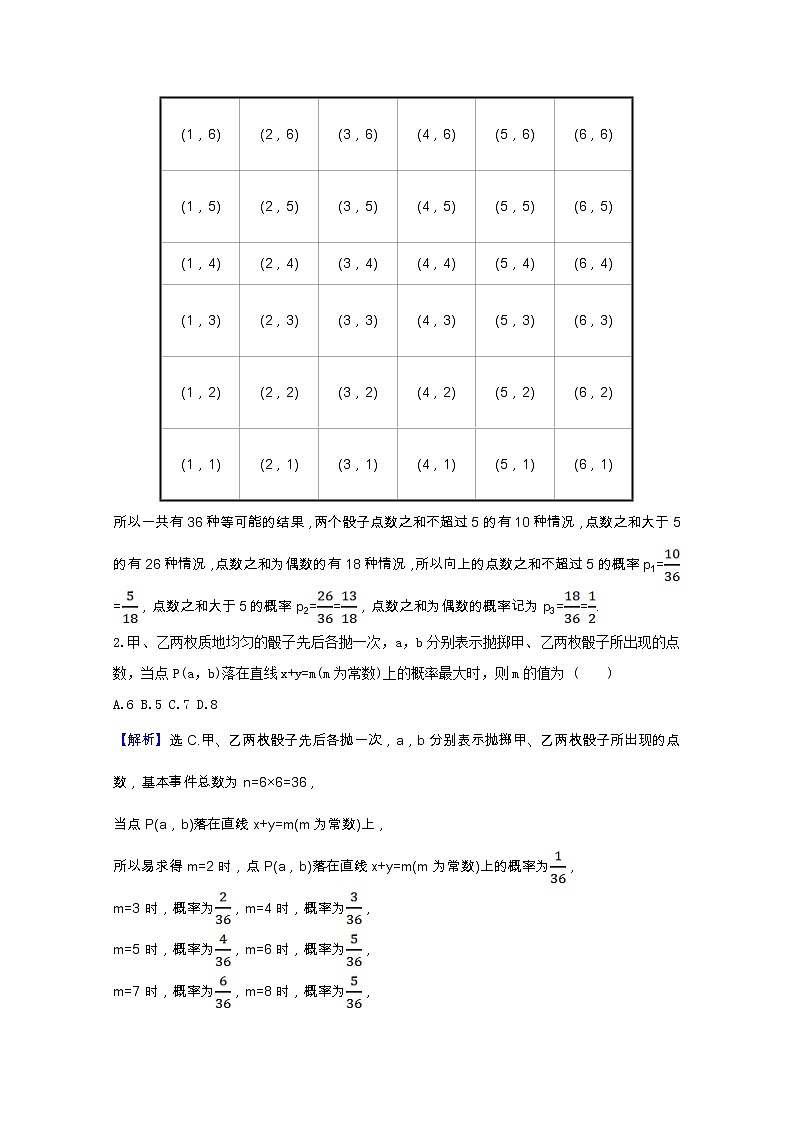 新人教A版 必修3高中数学 第三章概率3.2.1古典概型课时素养评价（含解析） 试卷03