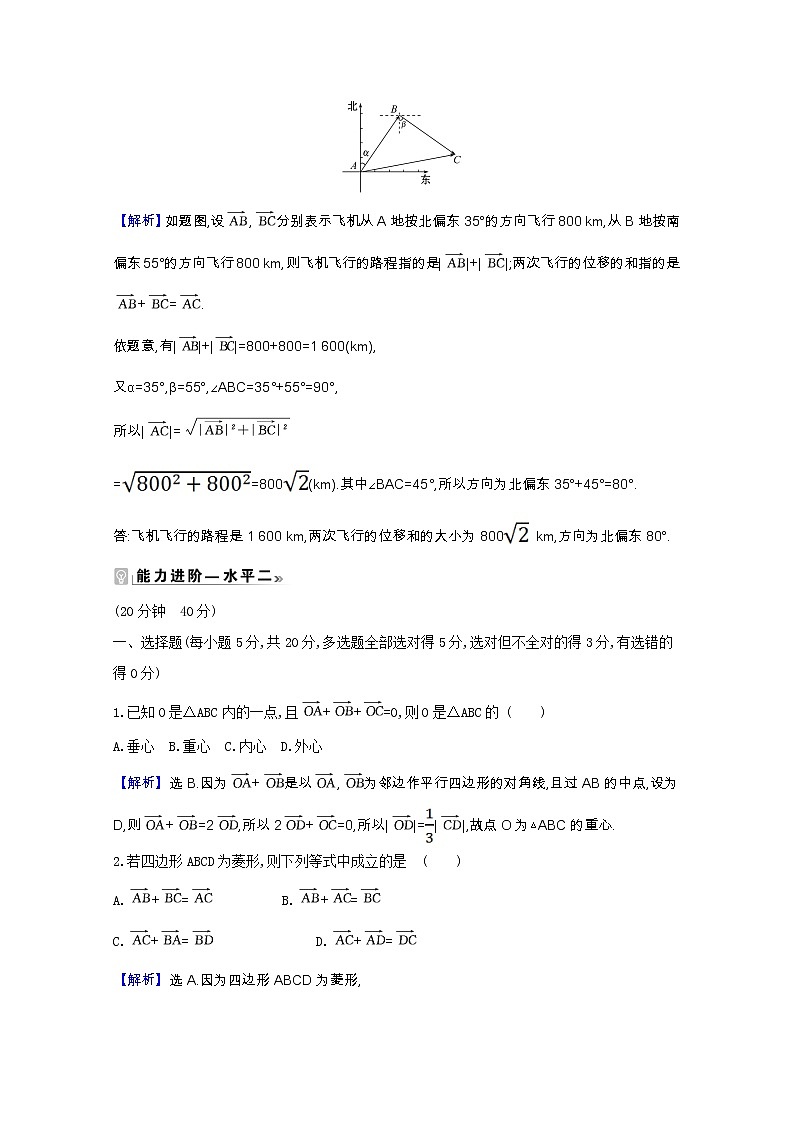 新人教B版 必修2 高中数学第六章平面向量初 步6.1.2向量的加法课时素养评价（含解析） 试卷03