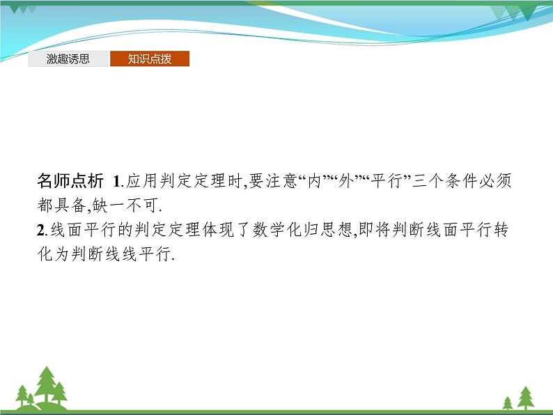 新人教B版 必修4 新教材高中数学第十一章立体几何初步11.3.2直线与平面平行优质课件05