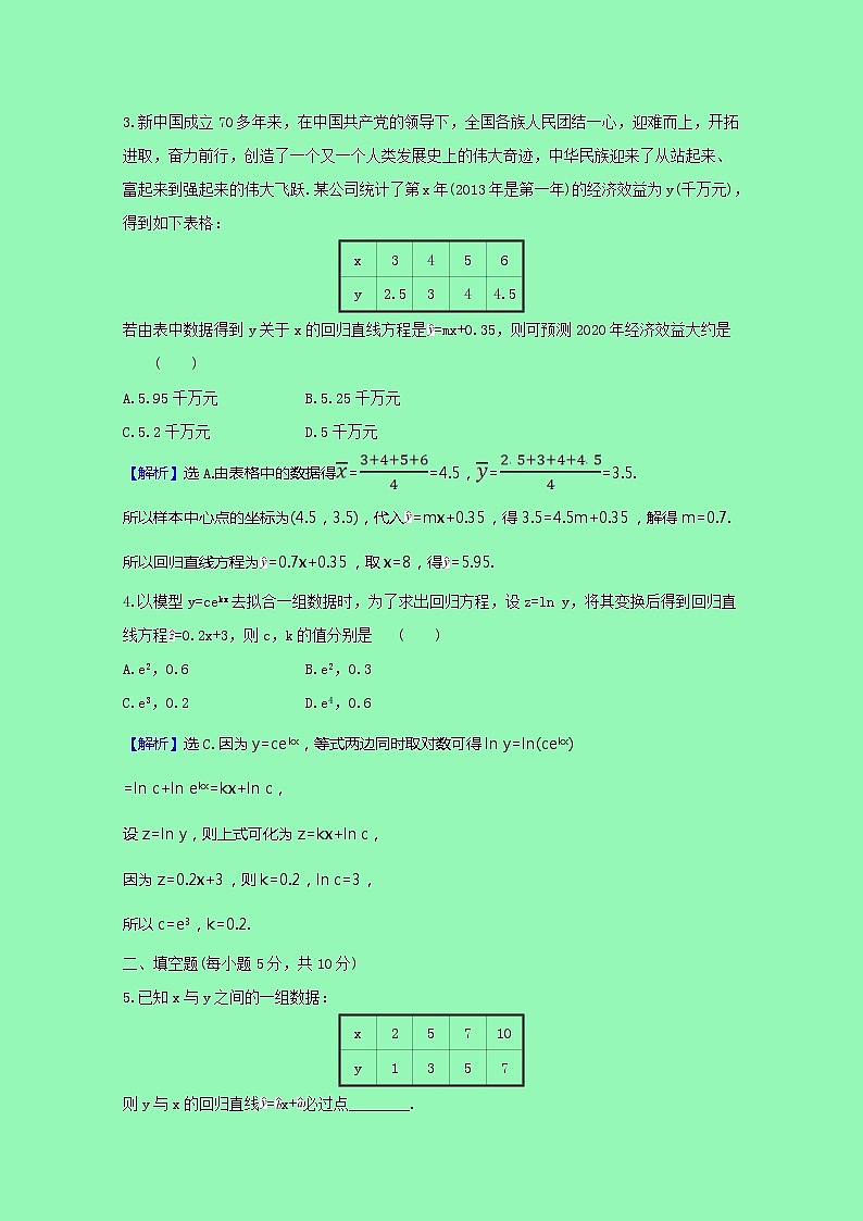 概率与统计4.3.1一元线性回归模型课时素养检测（含解析）02