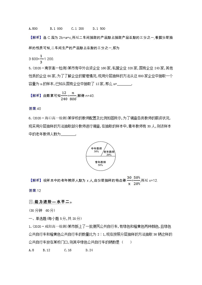 新人教B版 必修2 高中数学第五章统计与概率 5.1.1.2分层抽样课时素养评价（含解析） 试卷02