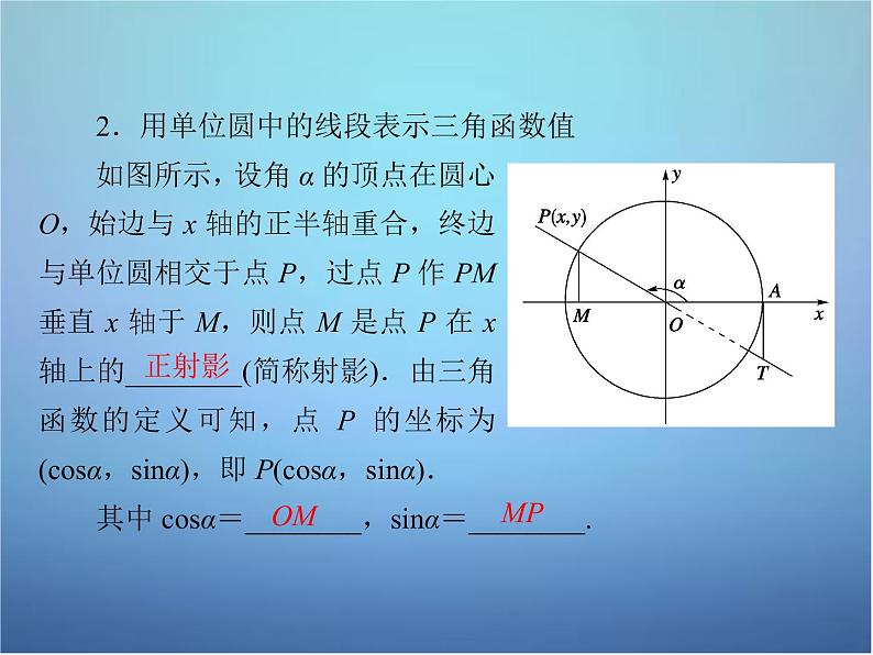 新人教B版高中数学必修四 1.2.2单位圆与三角函数线课件08