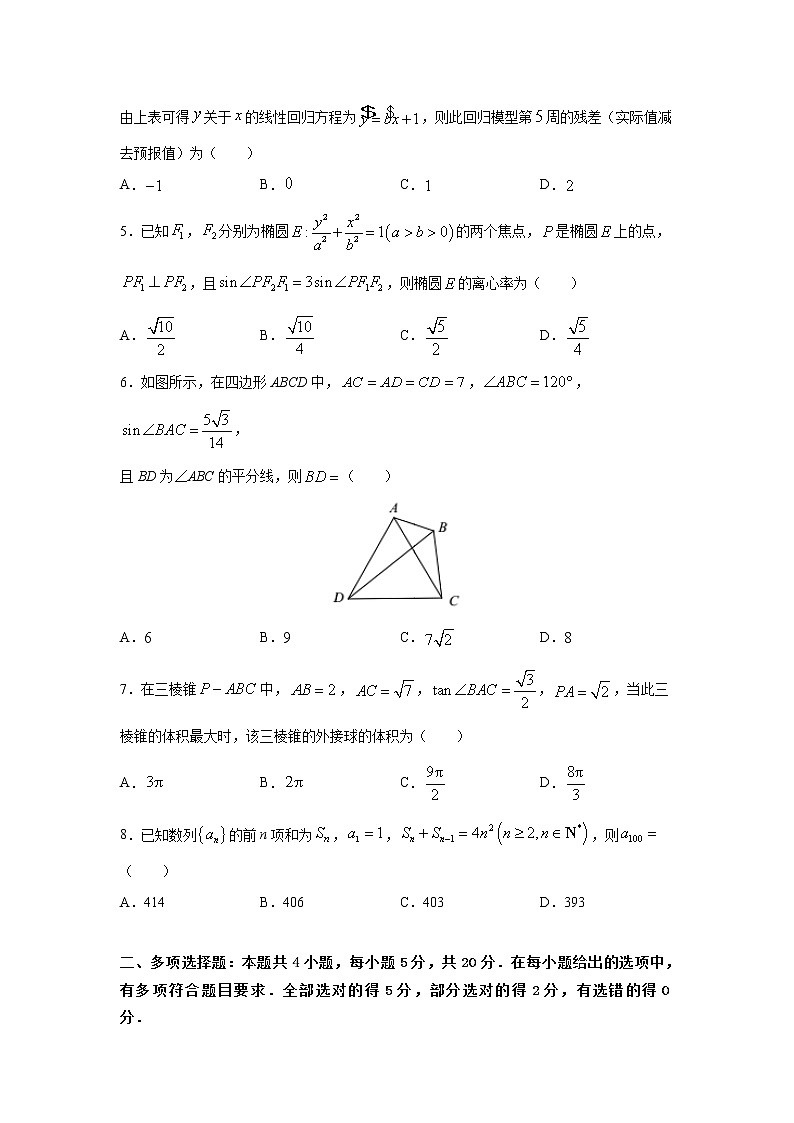 （新高考地区专用）2021届高考考前冲刺卷 数学（十二）02