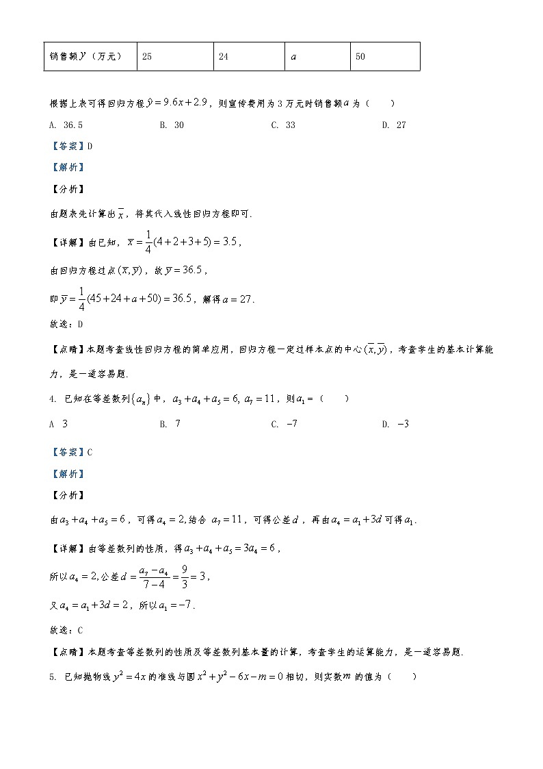 2020届全国100所名校高三模拟金典卷文科数学（一）试题02