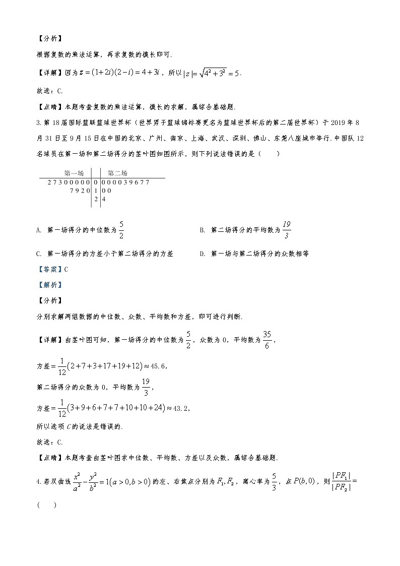 2020届全国100所名校最新高考模拟示范卷高三理科数学模拟测试试题02