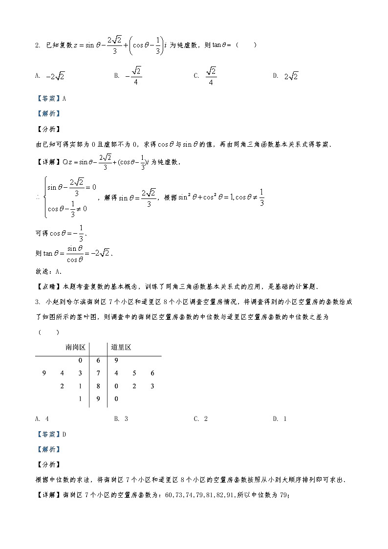 黑龙江省哈尔滨师范大学附属中学2020届高三下学期第三次模拟理科数学试题02