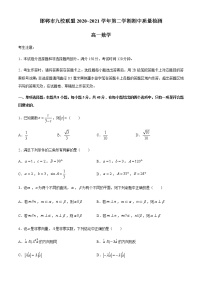 河北省邯郸市九校联盟2020-2021学年高一下学期期中考试+数学试题+答案