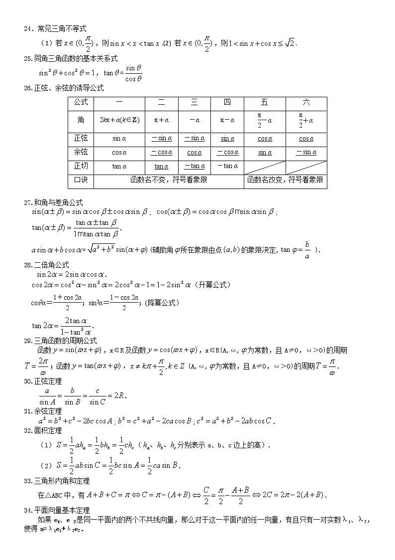 2021高考数学复习 高中数学公式大全03