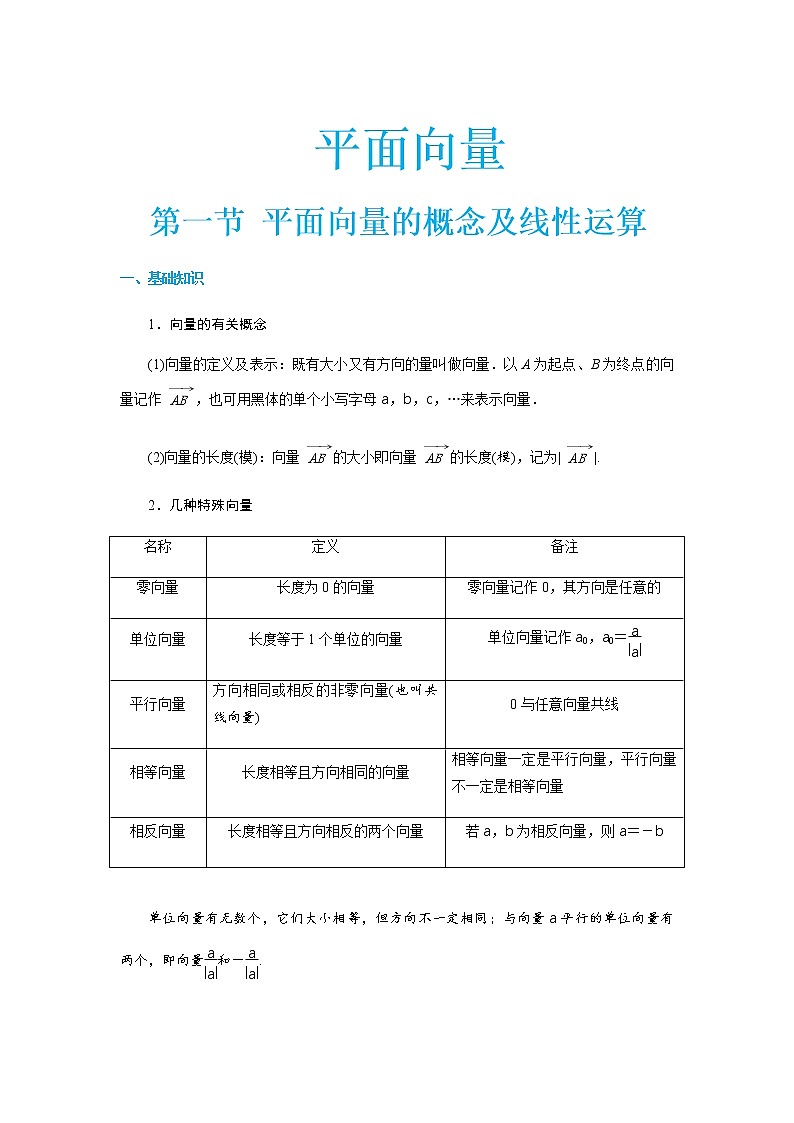 人教版新课标A高中数学高二 2.2平面向量的线性运算 教案01