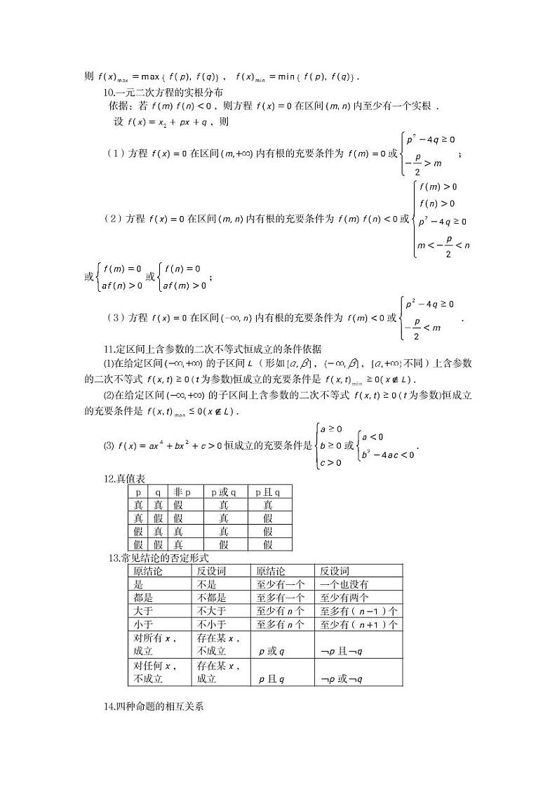2021高中数学知识点大全02