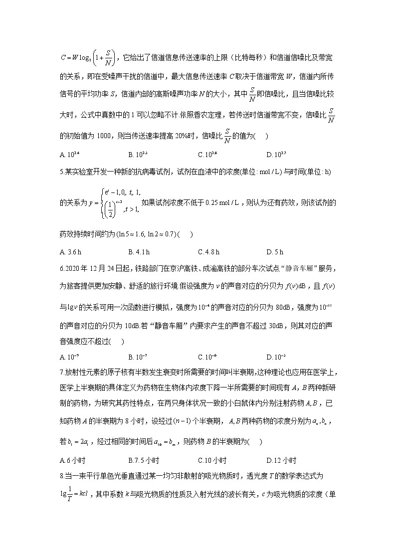 热点三：函数模型 2021届高考数学热点押题训练02