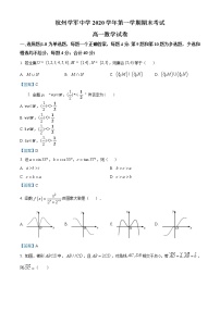 浙江省杭州市学军中学2020-2021学年高一上学期期末数学试题+Word版含答案