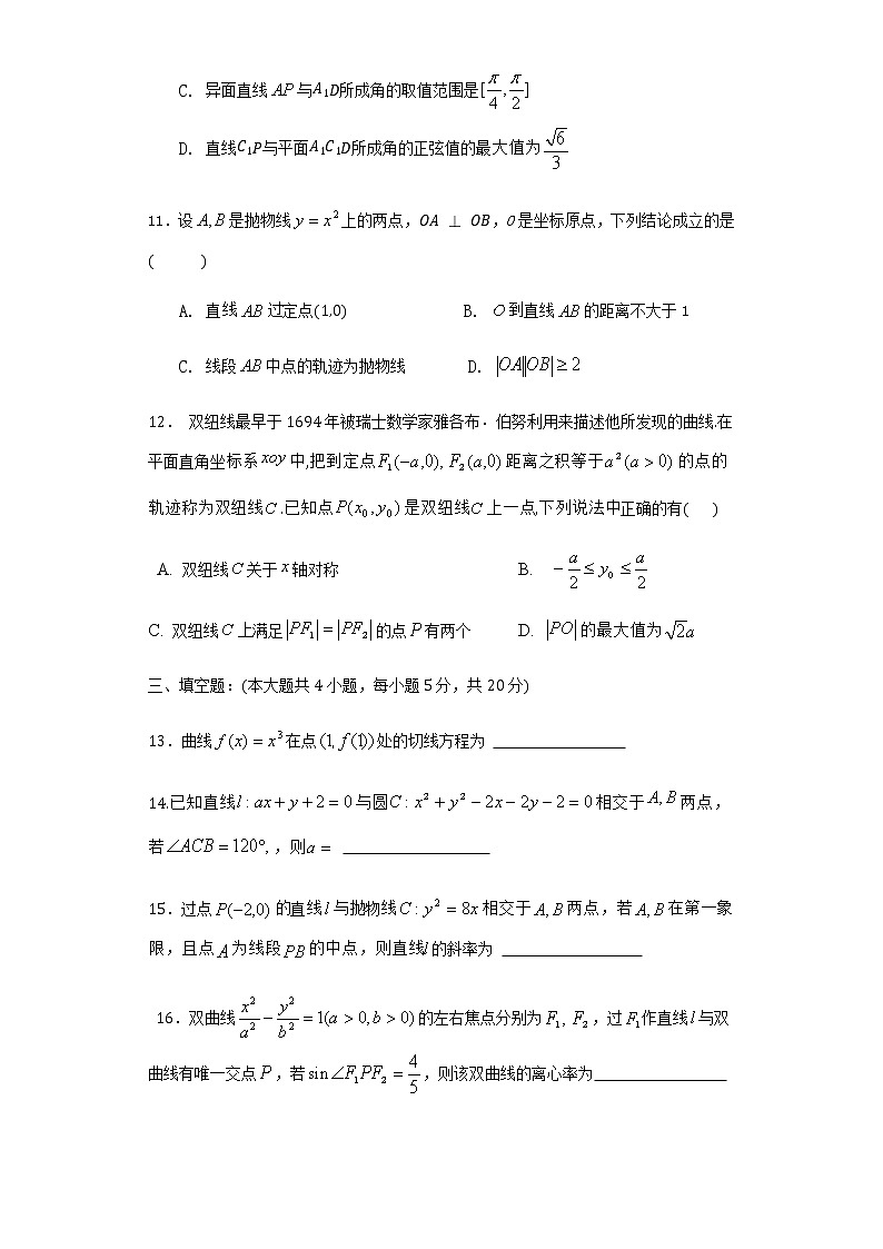 广东省汕头市金山中学2020-2021学年高二上学期期末考试+数学+Word版含答案03