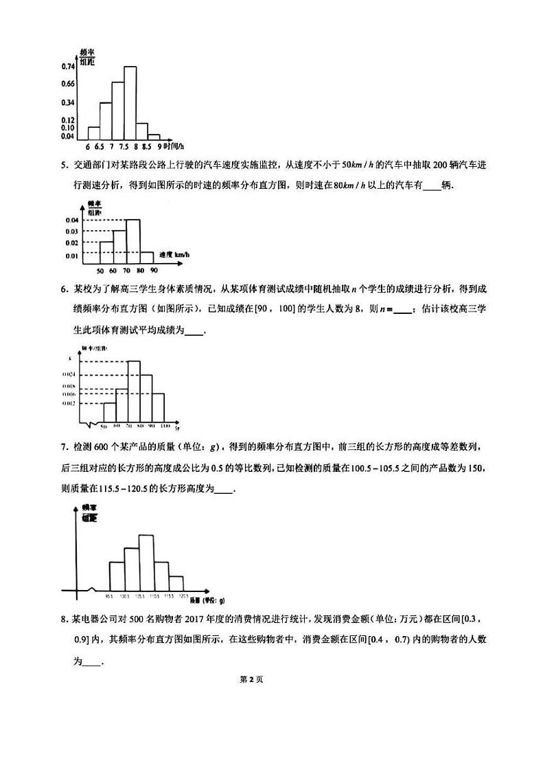 新人教A版必修二9.2用样本估计总体--频率分布直方图练习题（无答案）02