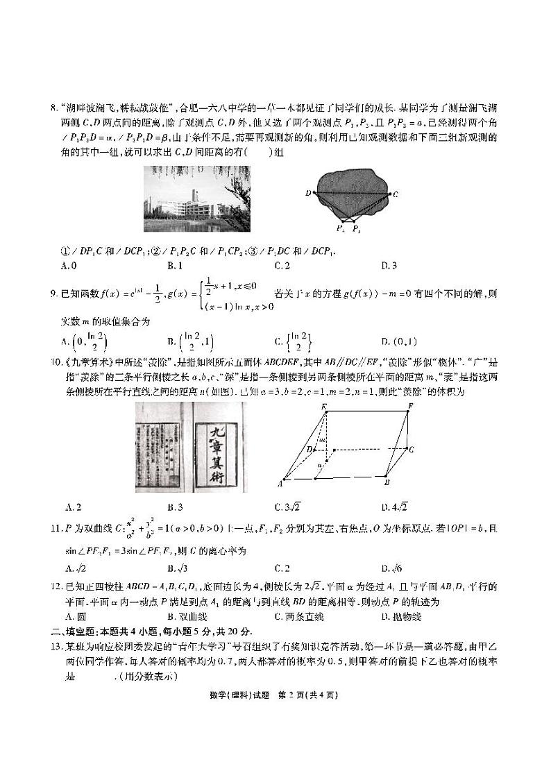 安徽合肥一六八高三2021最后一卷-理数试题（附答案）02