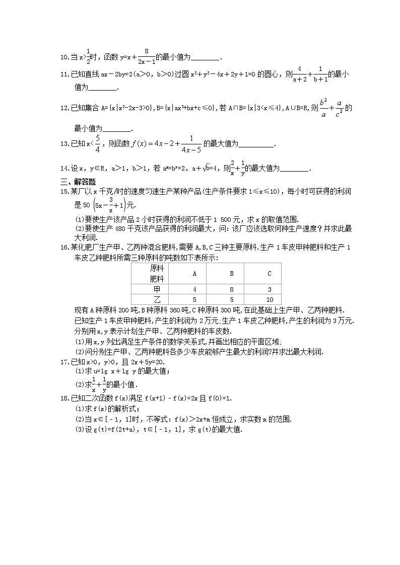 2021年高中数学培优练习《不等式-最值问题》专项复习（含答案）02