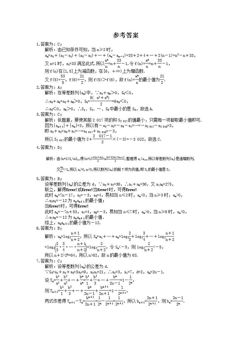 2021年高中数学培优练习《数列-最值问题》专项复习（含答案）03